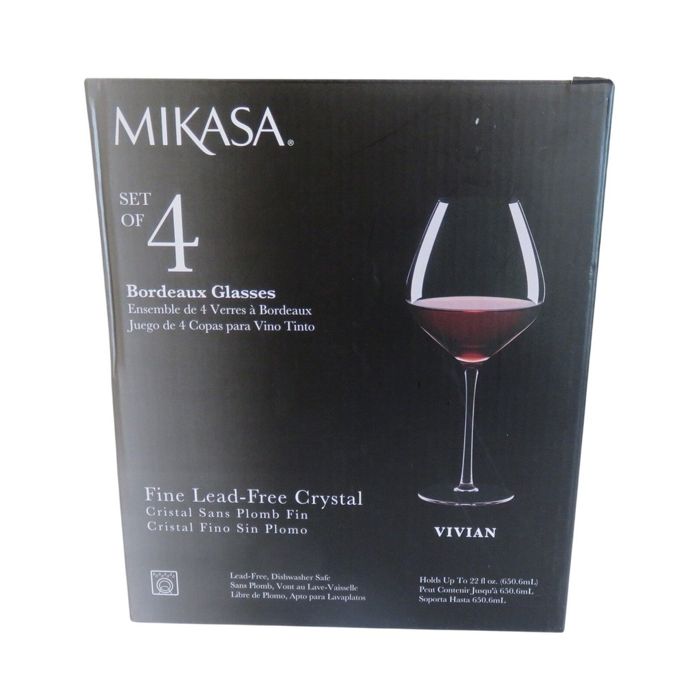 Mikasa‎ Vivian Fine Crystal Wine Bordeaux Glasses Set of 4 (22.0 oz)